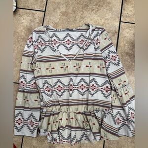 Patterned V-Neck Women's Top